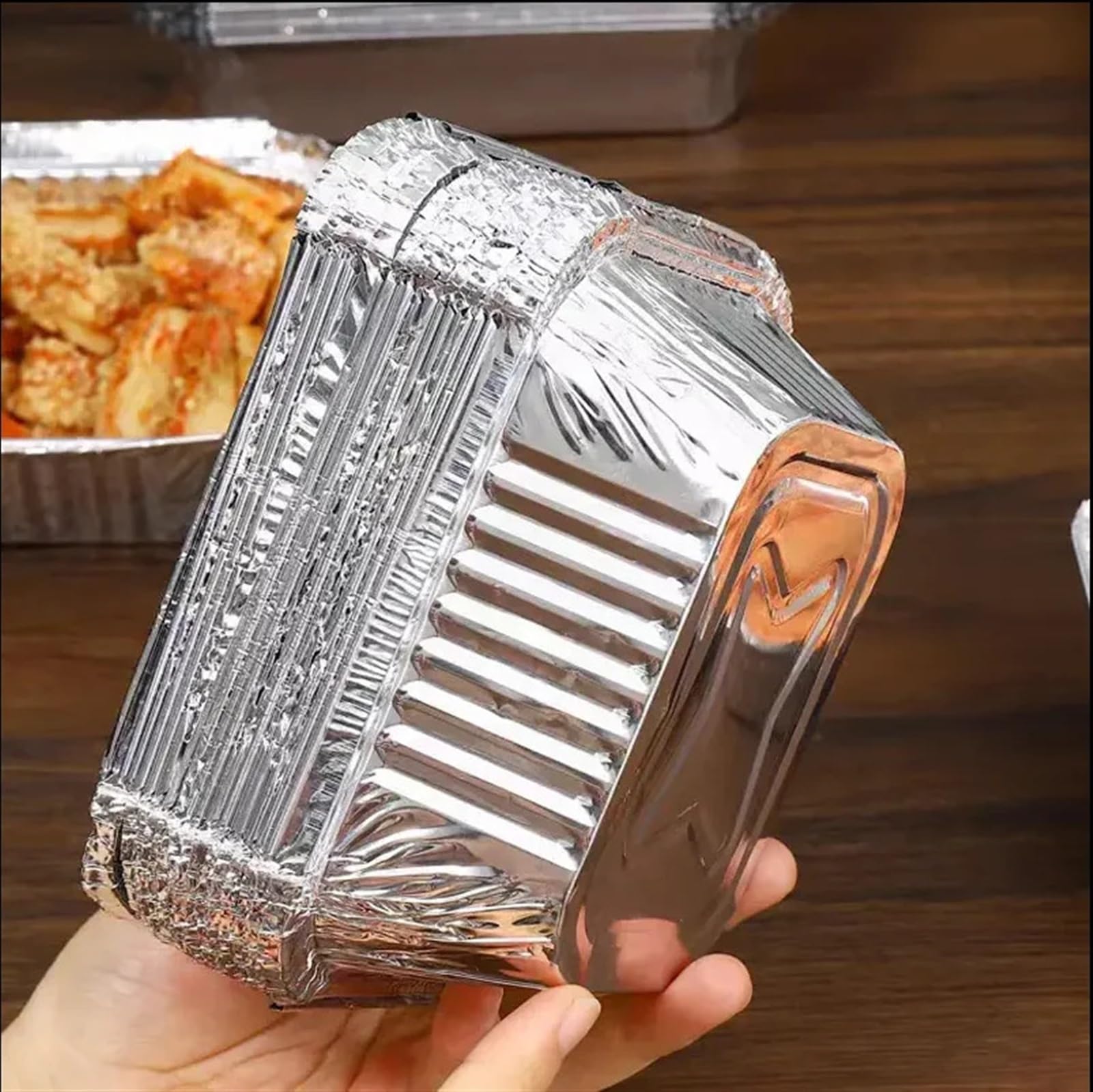 Jednorazowe naczynia kuchenne 25/50 szt. Prostokątna taca z folii aluminiowej BBQ Specjalna zagęszczona miska do pieczenia Pudełko gotowania Pieczenie(L 700ml,50pcs)