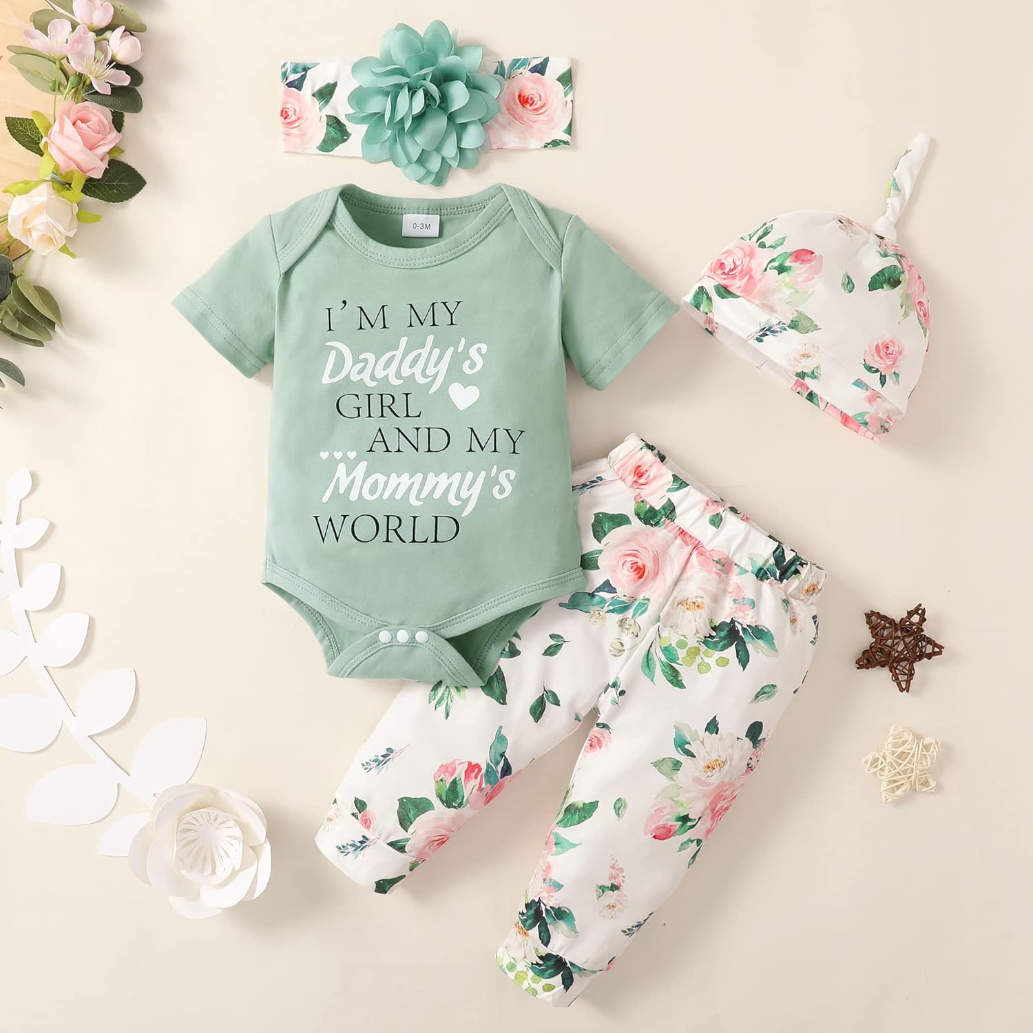 Renotemy Newborn Infant Baby Girl Clothes Summer Outfits Infant Romper Pants Cute Toddler Girl Clothes Gift Set - Image 2