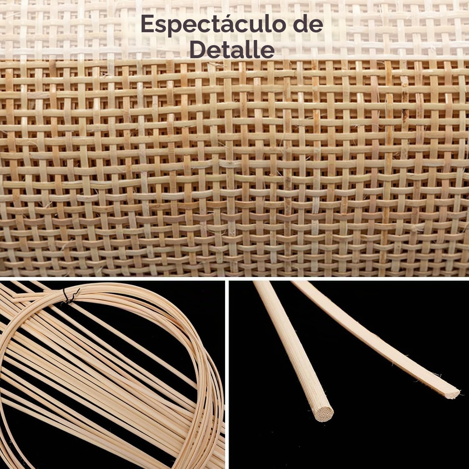 de ancho de ratán natural para muebles, correas de malla abierta, ratán, mimbre, ratán, ratán, rollo, material de bambú, tela para silla, armario, decoración del hogar (1, 50×200CM)
