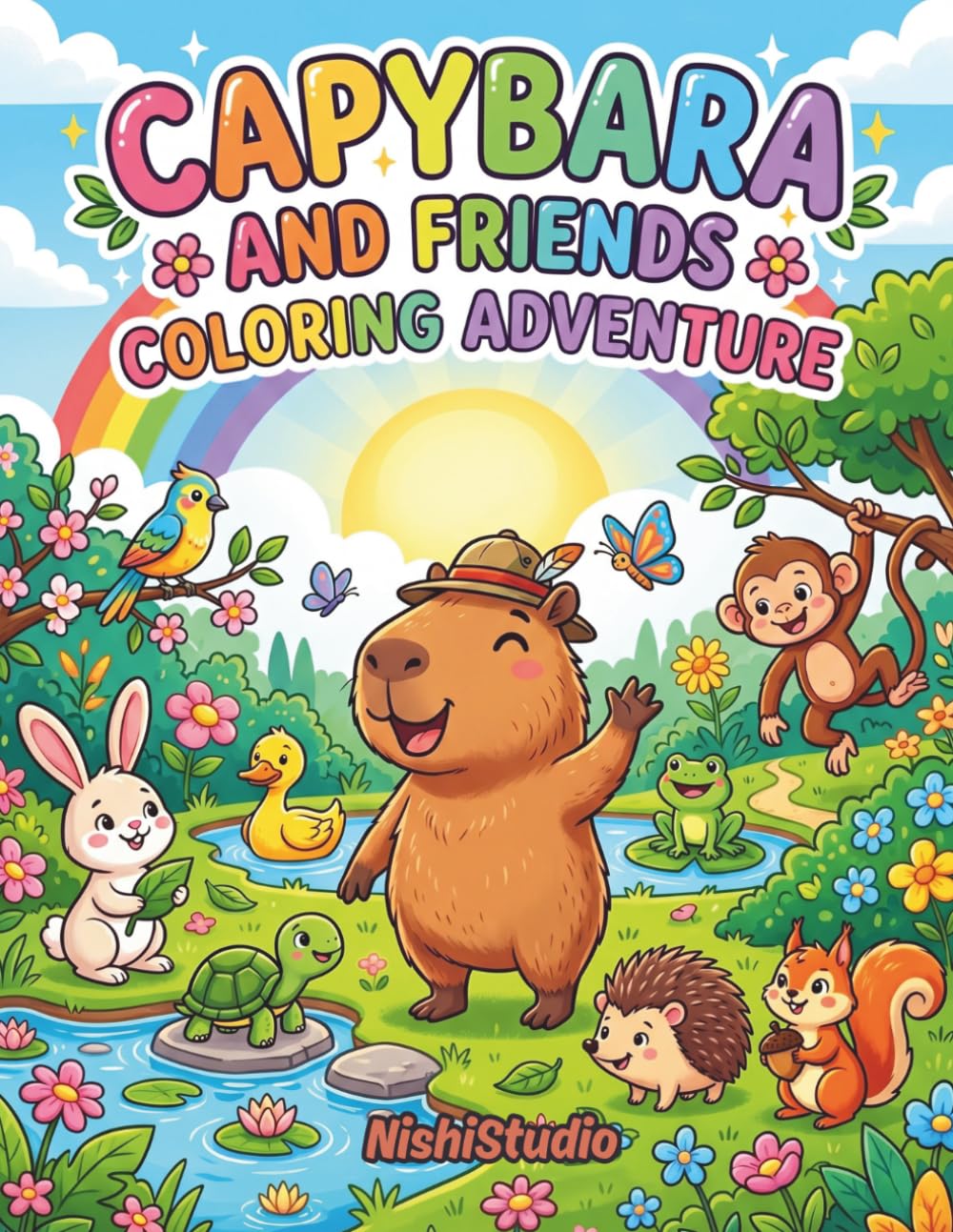 Capybara and Friends Coloring Adventure For Kids: Meet the Cutest Capybaras, Animal Friends, and Happy Nature Scenes (Kids Coloring Books)