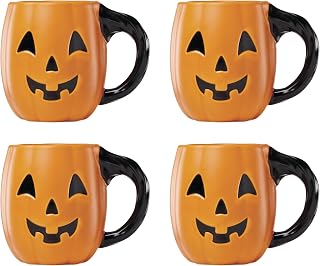 Lenox Halloween Figural Pumpkin Porcelain Mug Set for 4