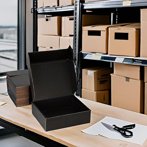 Miniatura 4 de Juego de 20 cajas de envío de 9 x 6 x 2, cajas de cartón corrugado color negro, para embalaje de suministros de pequeñas empresas, cajas de
