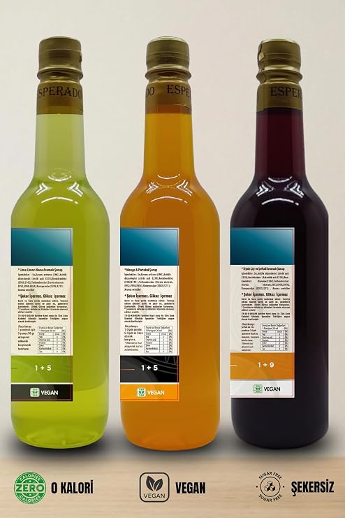 ESPERADO - ŞEKERSİZ Cool Lime-mango&portakal-şeftali Ice Tea Base - Efsane Yaz Serisi 750 ml X 3 Adet