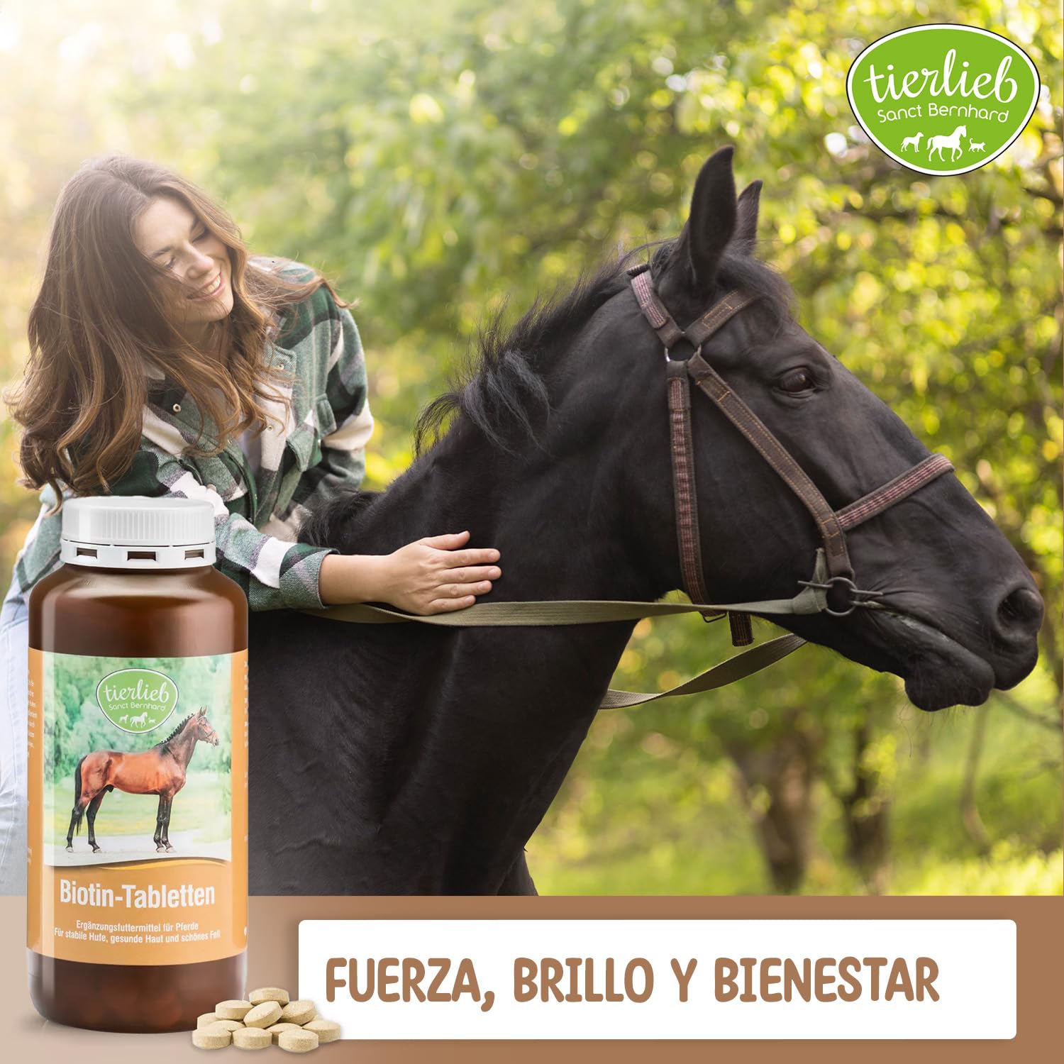 Biotina para Caballos – Pastillas para Cascos Fuertes y Flexibles, Mejora de Piel y Pelaje, Vitamina B8 para Equinos – 50 Días, Fácil Dosificación