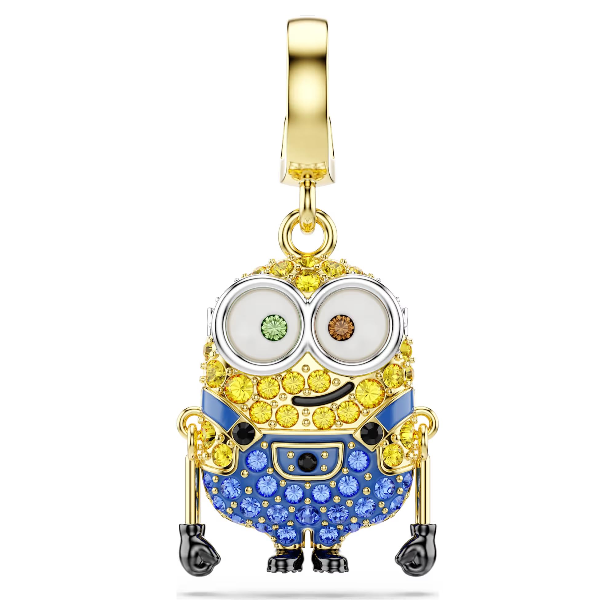 Swarovski Minions Bob Charm, Pavé, Multicolored, Gold-Tone Plated