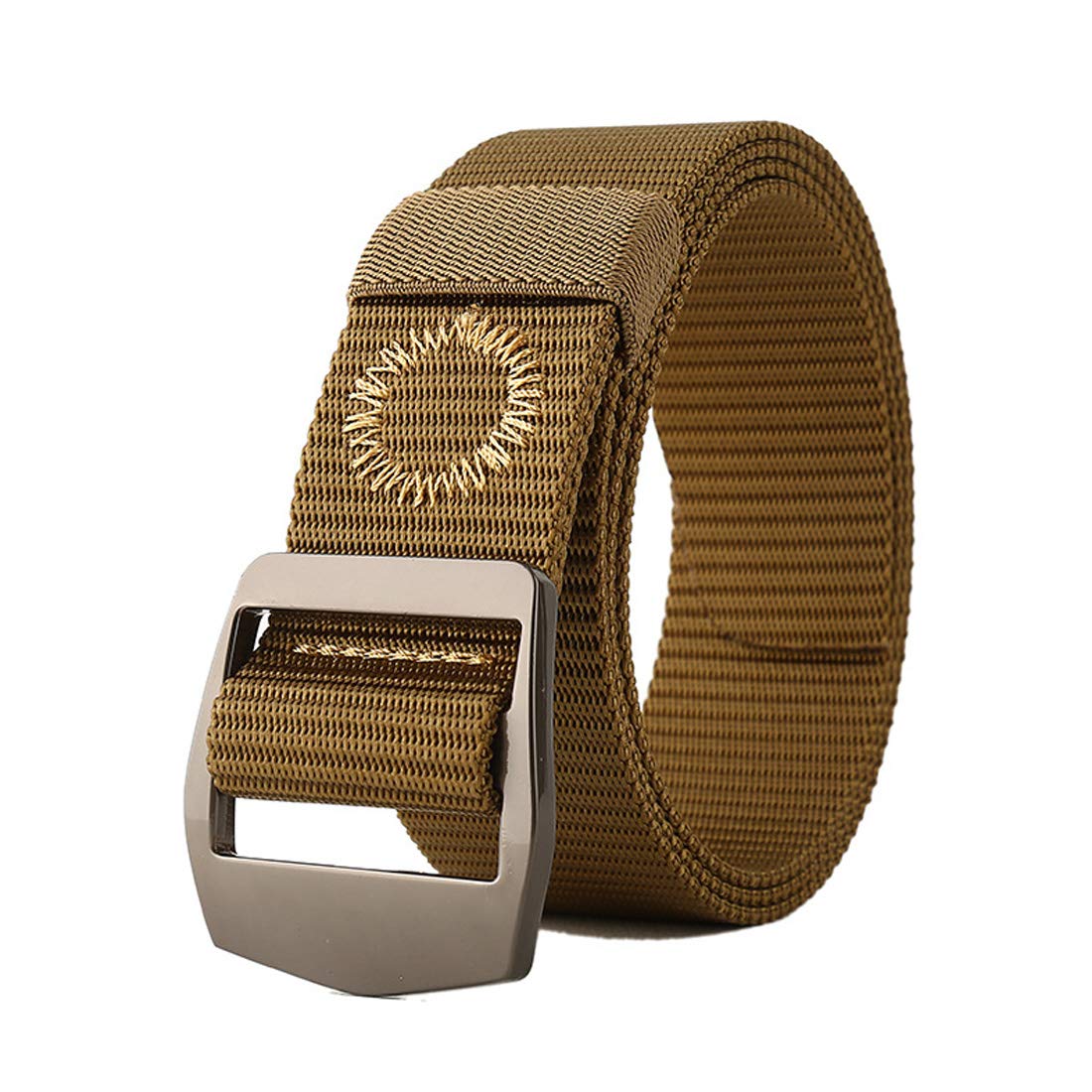 S-Man Men's Brown 1.5" Unisex Military Style Outdoor Tactical Webbing Nylon Belt With Simple Buckle (Brown)
