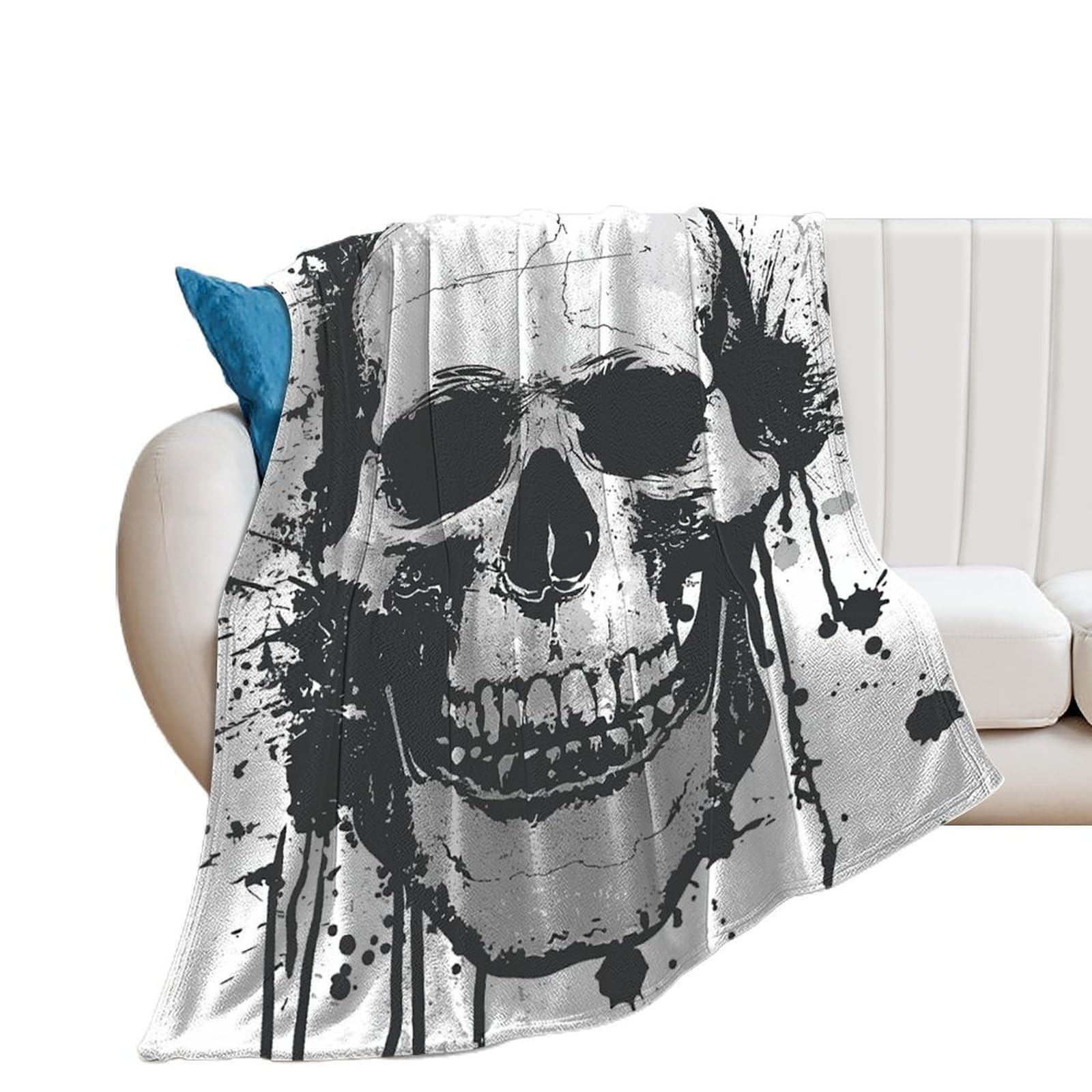 Couverture tête de mort en flanelle 100x130 cm plaid canapé imprimé