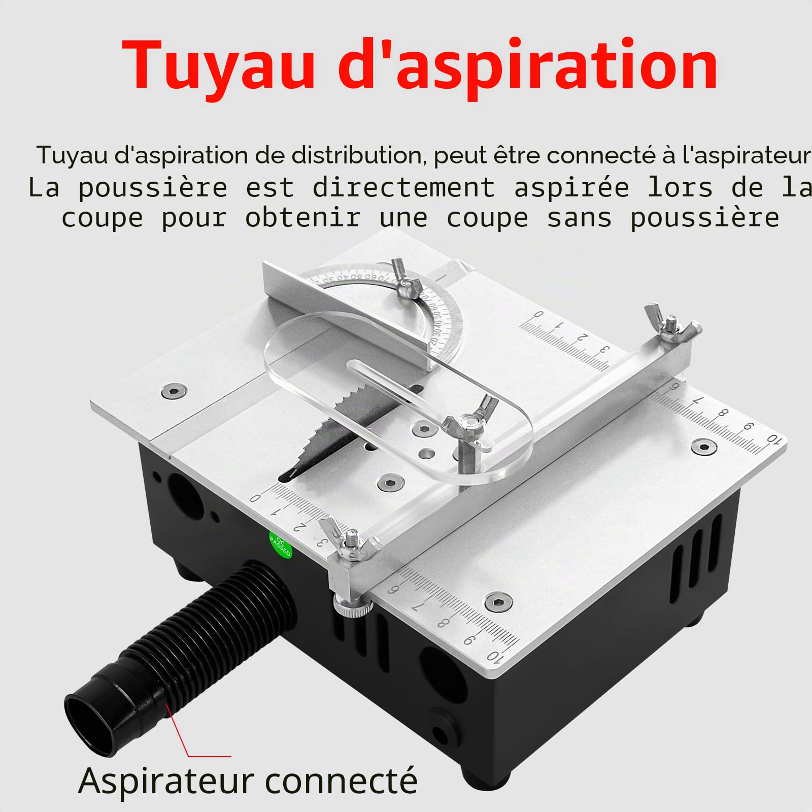 Mini scie circulaire de table multifonction 96 W, 5000 tr/min, avec bloc d'alimentation 7 vitesses, profondeur de coupe 14 mm, scie de table pour bois/PCB/métal, bricolage et modélisme (A)