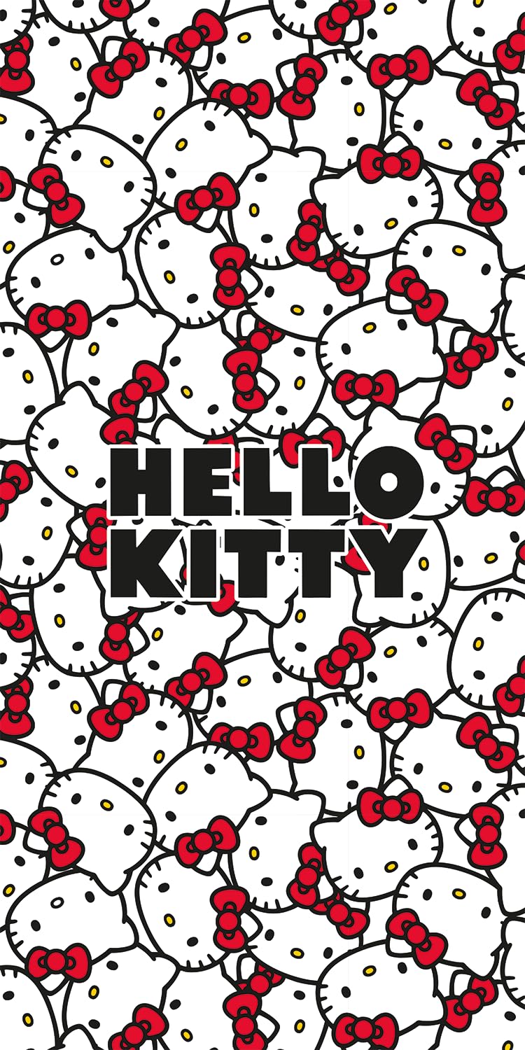Jerry Fabrics Hello Kitty Beach Towel for Girls – 100% Cotton Terry | 70x140 cm | Soft, Lightweight & Absorbent | Cute Pink Towel for Kids, Toddlers & Hello Kitty Fans