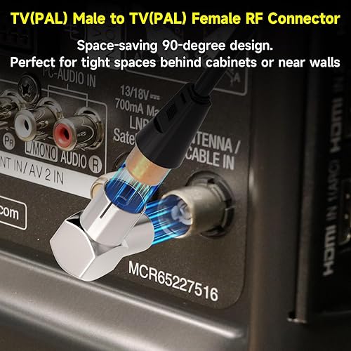 Miniatura 3 de Bingfu Varón de ángulo recto PAL a conector coaxial hembra PAL RF enchufe para cables de antena de TV, cables coaxiales de satélite