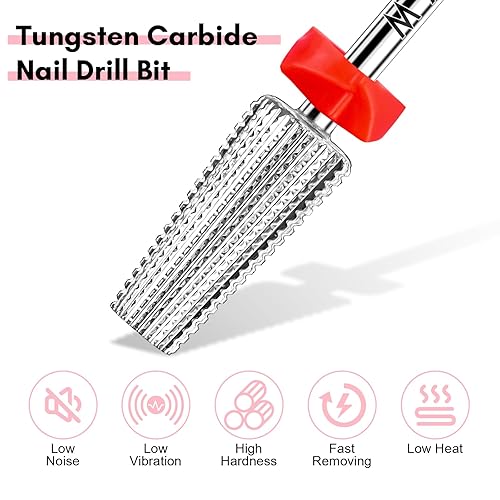 Miniatura 5 de Makartt Brocas de uñas 5 en 1, vástago de 332 pulgadas, brocas cónicas de carburo de tungsteno para uñas, eliminación rápida de uñas acrílicas,