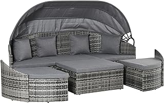 10 Balcony Sofa Ideas for Comfortable Outdoor Lounging 32 Outsunny 4-Piece Outdoor Rattan Furniture Set, Round Convertible Patio D...