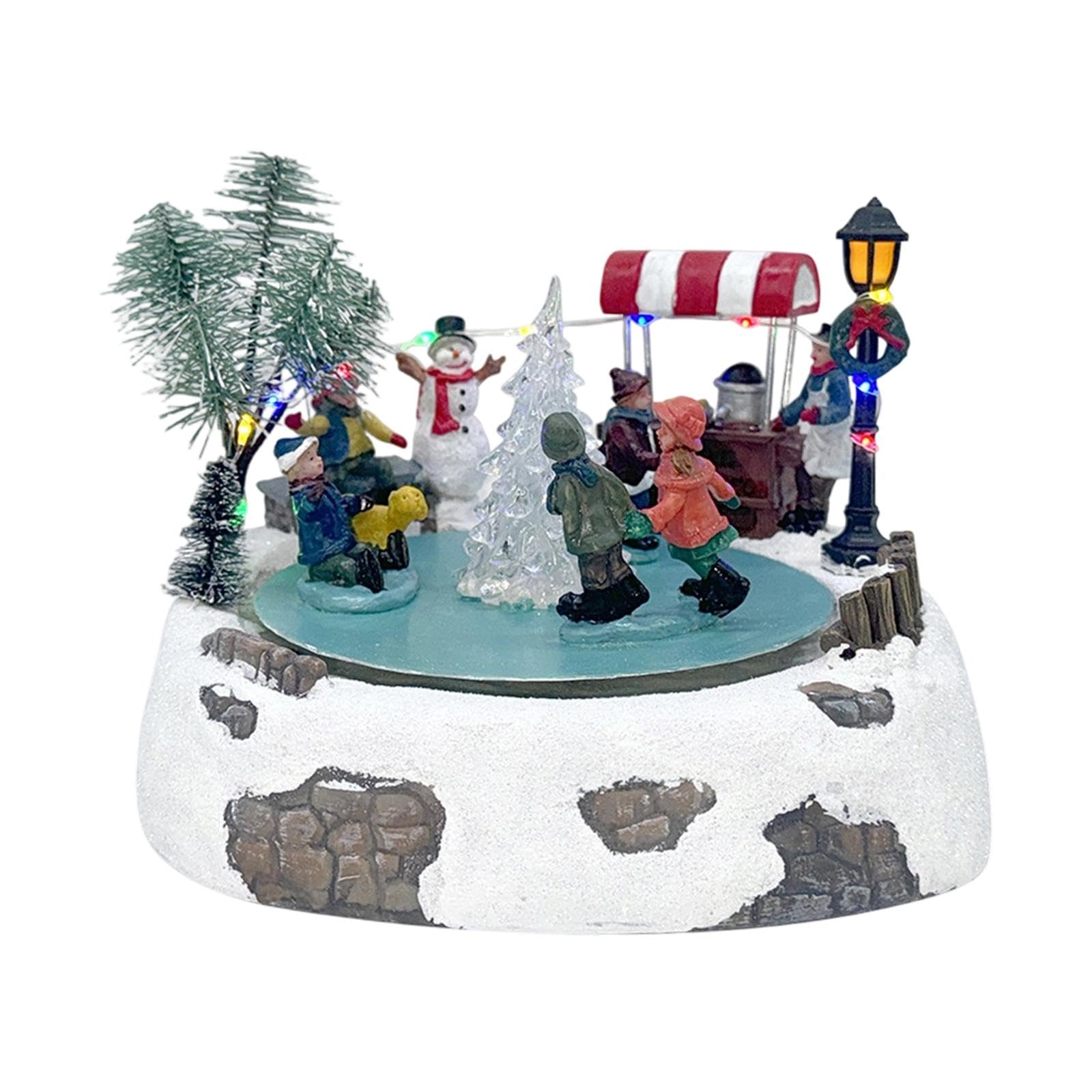 Boîte à Musique Animée pour Patinoire, Cadeau de Noël D'intérieur avec Lumières