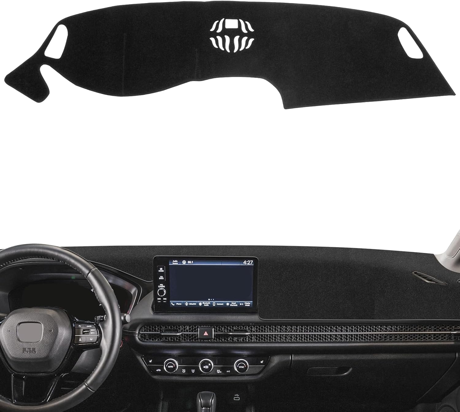 Car Dash Cover Compatible with Honda HRV 2023-2025 Non-Slip Center Console Dashboard Cover Interior Accessories Custom for HRV Dash Mat Sunshade Glare UV Rays Protector Black