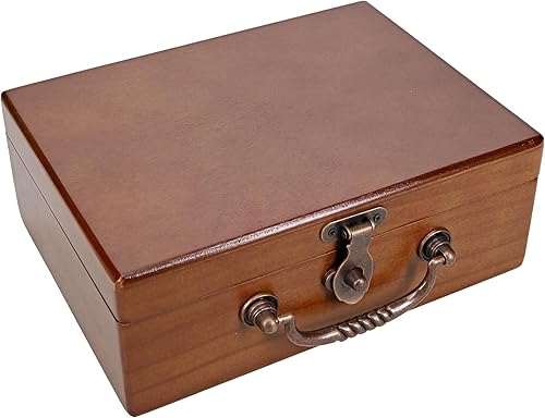 Miniatura 8 de WE Games Caja del tesoro de madera con tapa con bisagras y pestillo de metal, tinte negro, estilo rústico del viejo mundo, caja de memoria de