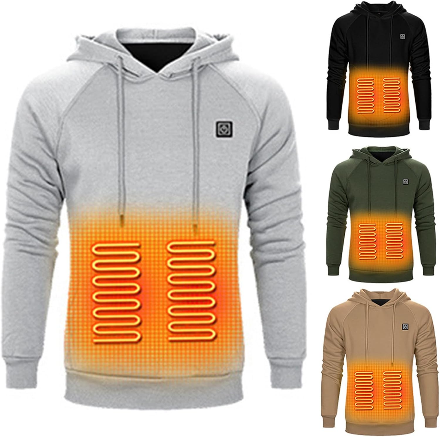 Heated Hoodie for Men USB Rechargeable Winter Warm Fleece Lined Heating Jacket Sports Camping Outdoor Coat