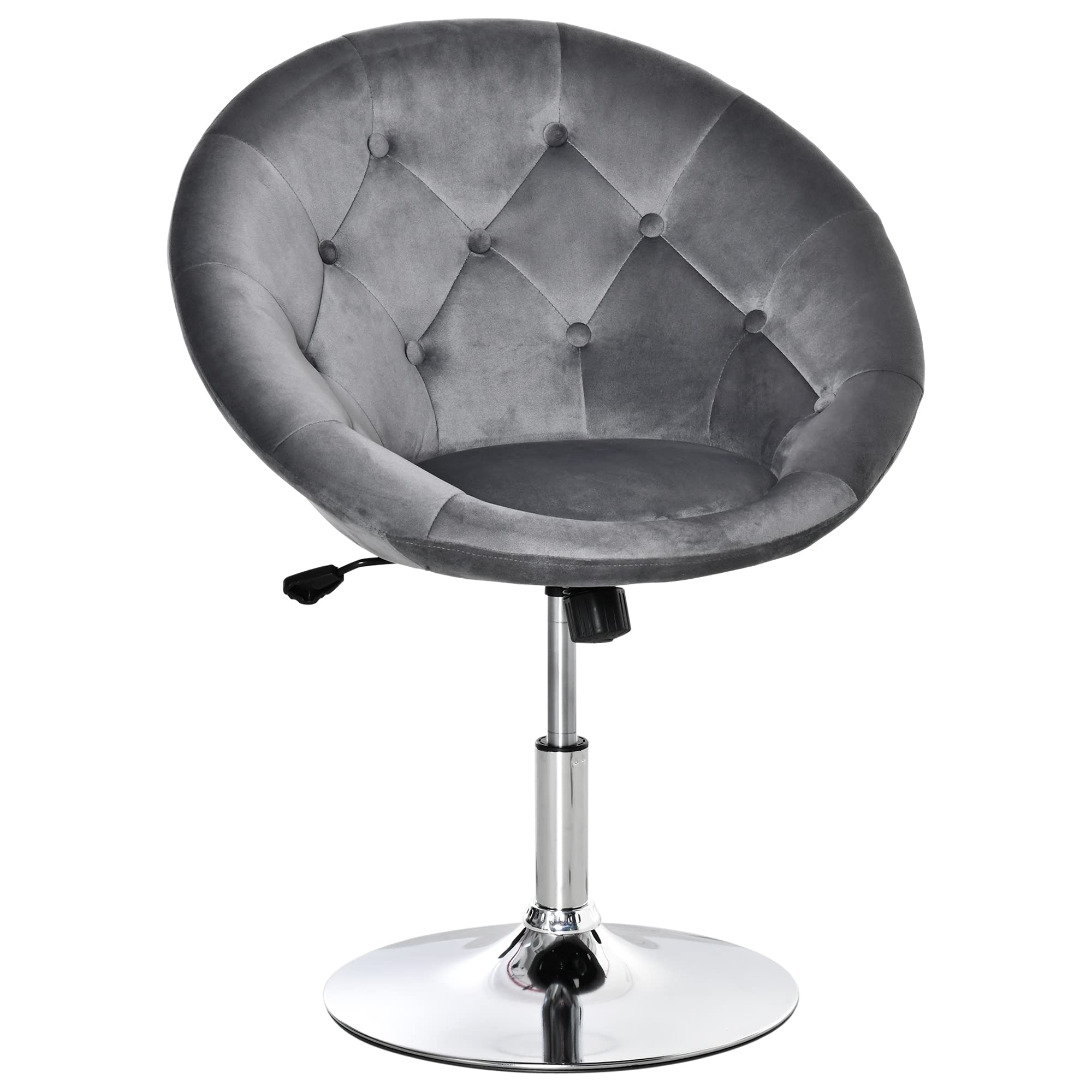 Homcom Grey Swivel Egg Bar Chair Velvet Charcoal