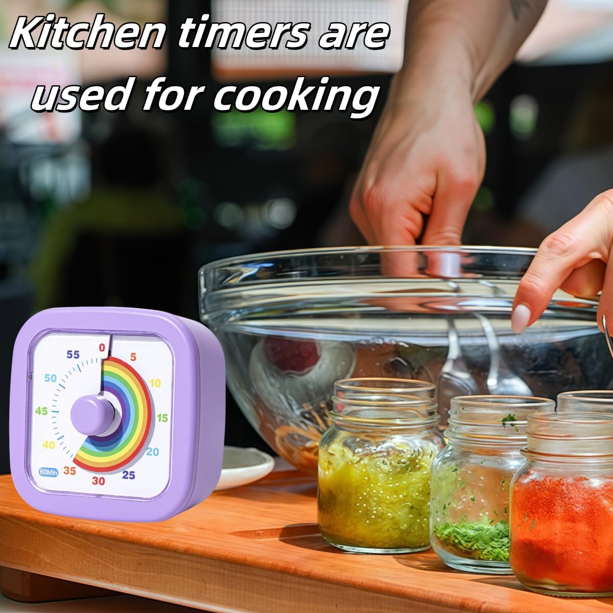 Kids Visual Timer Cute Rainbow - 60 Minute Countdown Timer Time Management for Kids and Adults, Timer for Cooking Classroom Meeting (Purple)