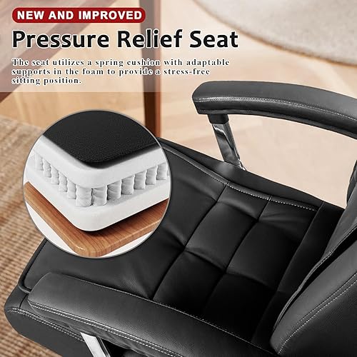 Miniatura 3 de VITESSE Silla de oficina ejecutiva con respaldo alto, silla de oficina de cuero de 400 libras con reposabrazos acolchado, asiento ergonómico de