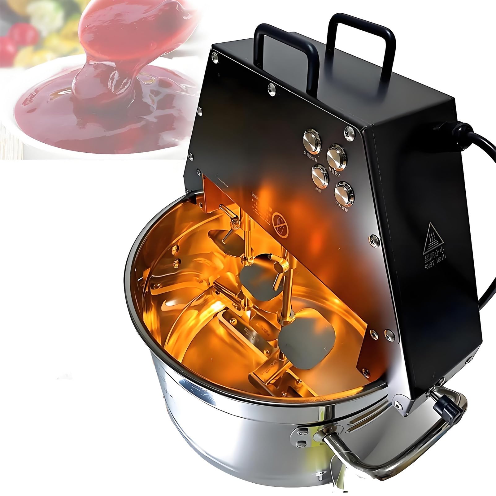 DNEPEI Heavy Duty Automatic Mixer Pot with 20,000-Hour Copper Motor – Powerful Double Paddle Stirring for Long-Cooking Recipes like Chili Sauce & Custard