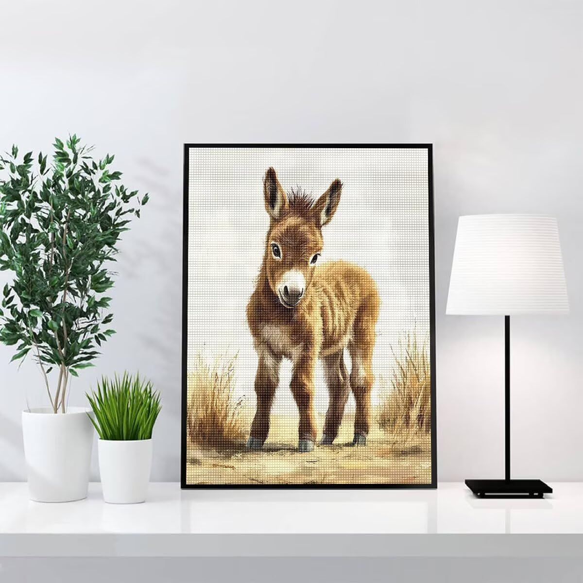 Diamond Painting Kit Completo, Diamond Painting Asino, 5D Quadrato Pittura Diamante Kit Manualidades Adultos DIY Diamantini Crystal Art Disegni Ricamo Punto Croce Artigianale, 80x100cm Animale j0-858