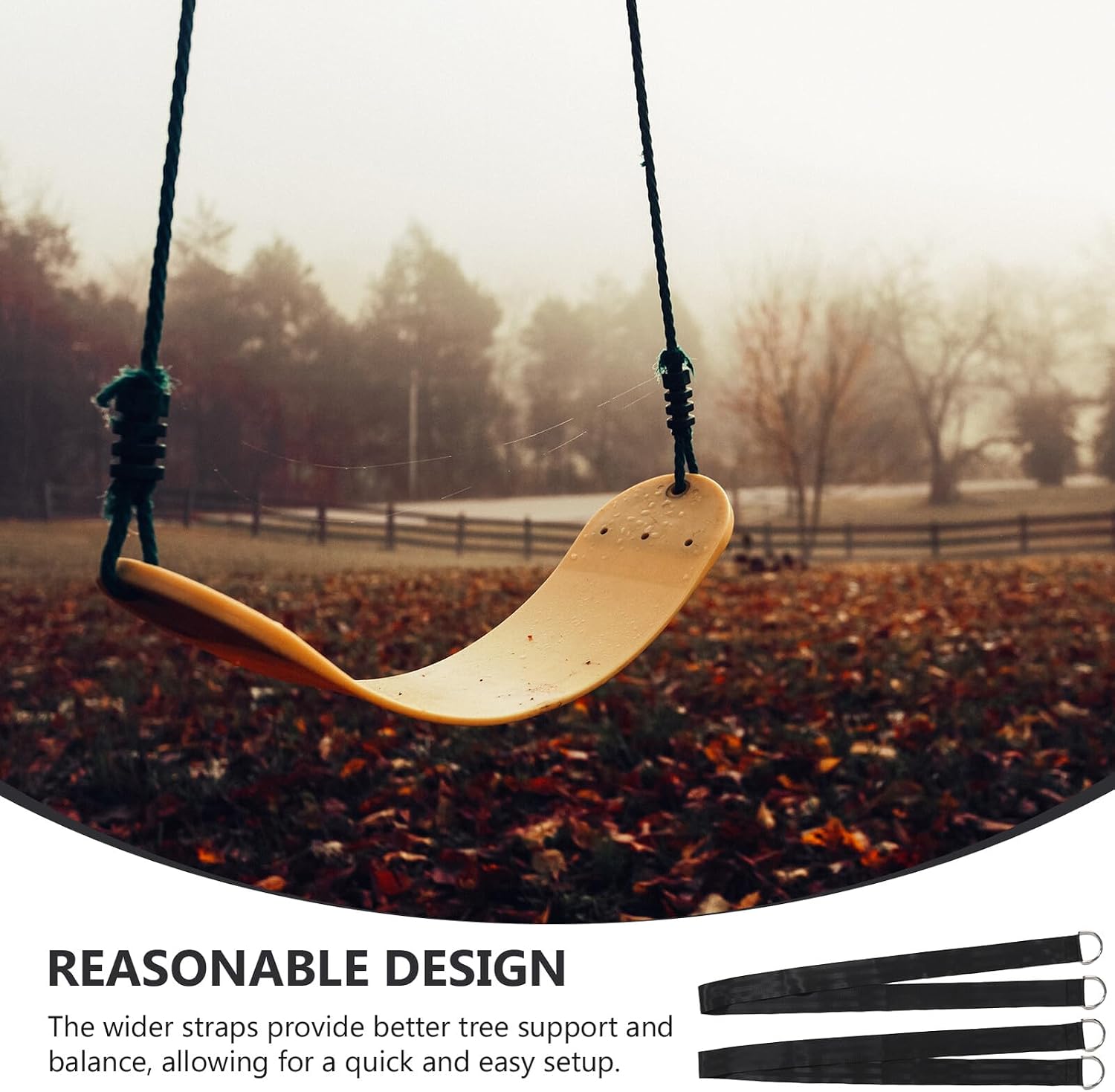Tree Swing Hanging Straps Set for 1.5m Black Heavy-Duty Tree Swing Rope with Hooks Outdoor Hammock Suspension Straps Kit