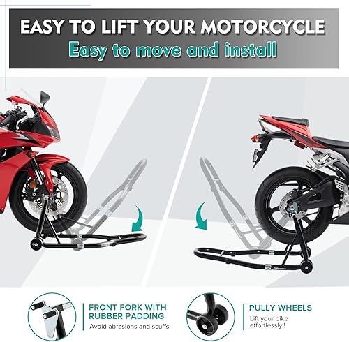 Vista 48 de Donext - Soporte para rueda trasera de motocicleta (850 lb), tamaño U color negro