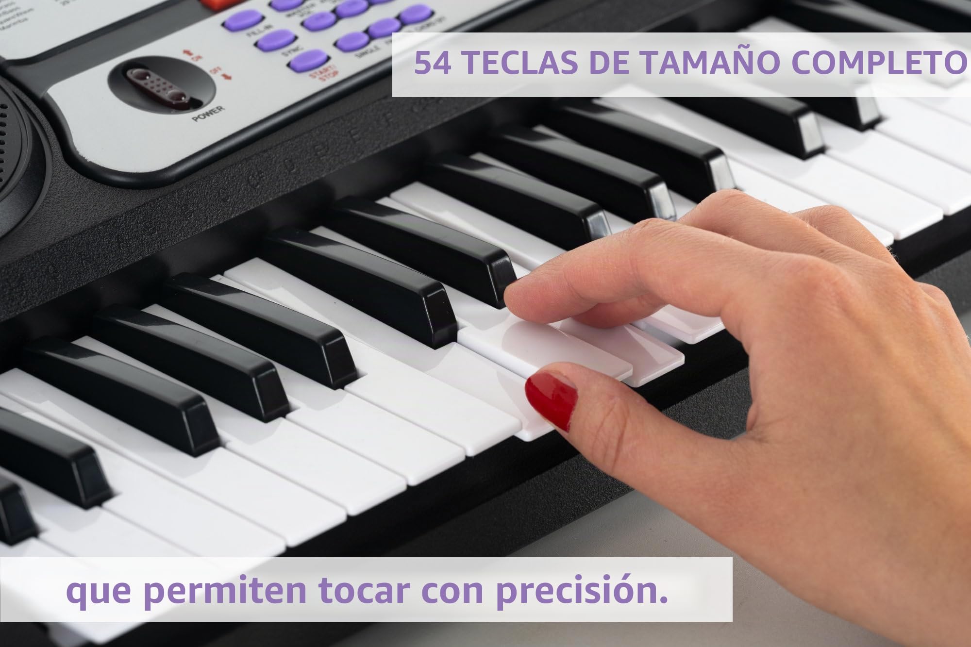 McGrey BK-5410 Teclado con 54 Teclas, Micrófono y Atril para Partituras | Teclado para principiantes con 54 teclas, Pantalla LED, 255 sonidos, 255 ritmos, 8 sonidos de percusión, 8 canciones demo