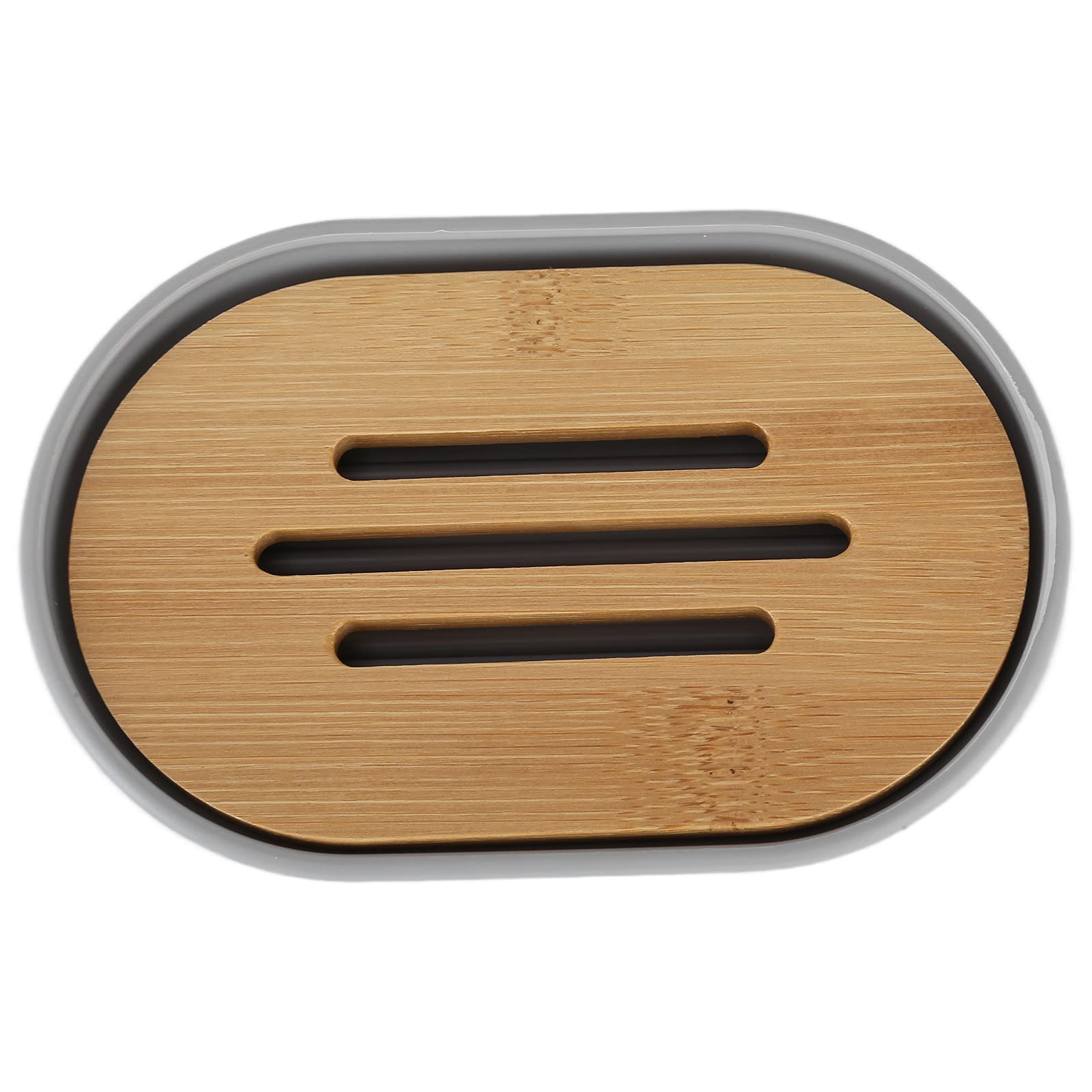 Set di 4 accessori da bagno in bambù: portaspazzolino impermeabile, porta sapone, dispenser per lozione e bicchiere per il colluttorio; set da bagno dal design moderno e liscio, (Grigio)