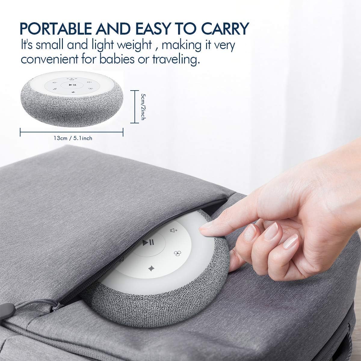White Noise Machine, Sound Machine for Baby Night Light 24 Soothing Sounds, 3 Auto-Off Timer&Memory Function and Volume Control Portable Sleep Machine for Baby Adults, Home, Travel