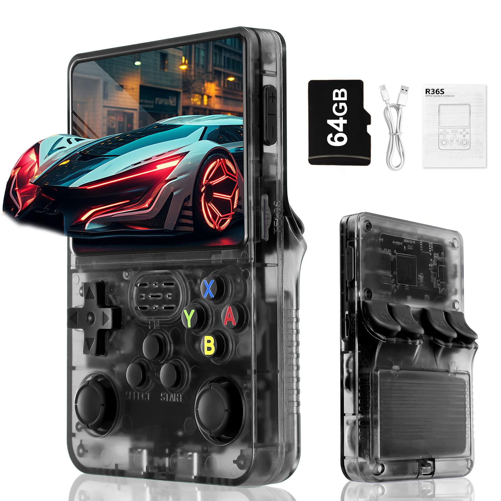 R36S Retro Handheld Video Game Console -Linux System,3000mAh Battery,3.5 Inch Screen,128G TF Card,30000+ Classic Games,Portable Game Console for Present to Give Friends for Christmas-Purple — view 16