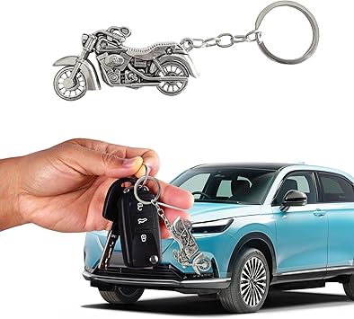 Metal Motorcycle Key Chain, Keychain Accessory, Motorcycle 3D Model Key Ring, Alloy Motorbike Model Pendant for Adults Silver