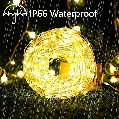 Miniatura 4 de YASENN Guirnalda de luz de alambre de PVC de 98 pies, 300 LED Bluetooth, controlada por aplicación, luces LED inteligentes impermeables para