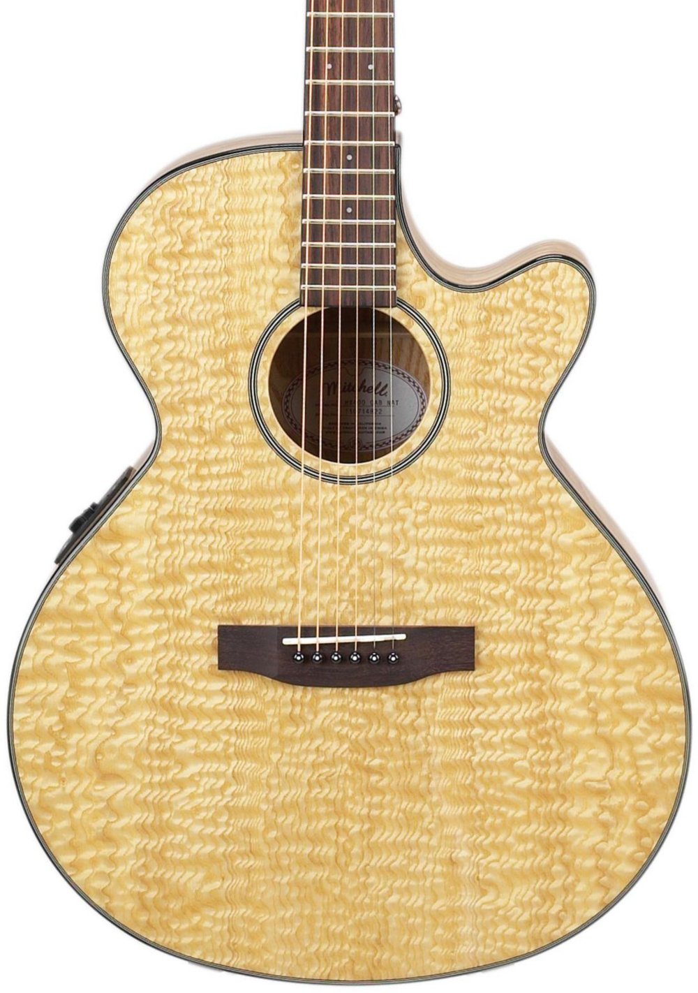 Mitchell MX400 Exotic Wood Acoustic-Electric Guitar Quilted Ash Burl