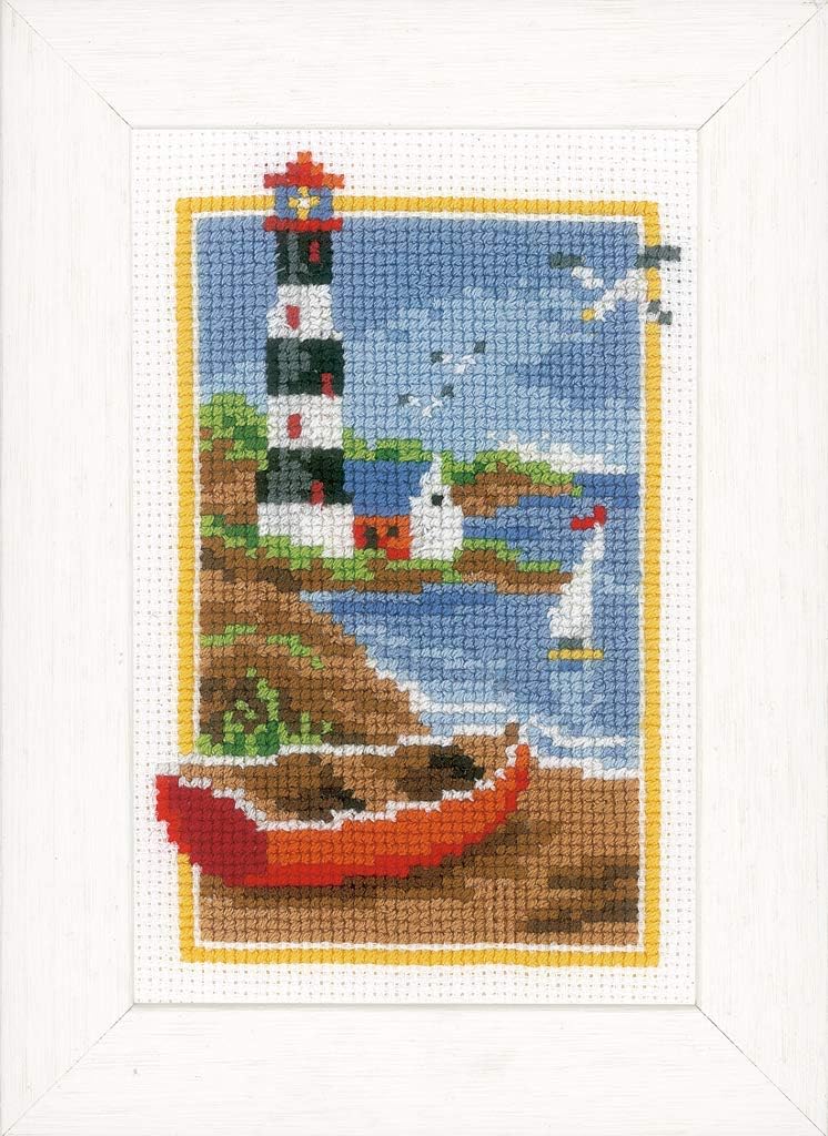 Vervaco Counted Cross Stitch Miniature Kit (Set of 3) Lighthouse 3.2" x 4.8"