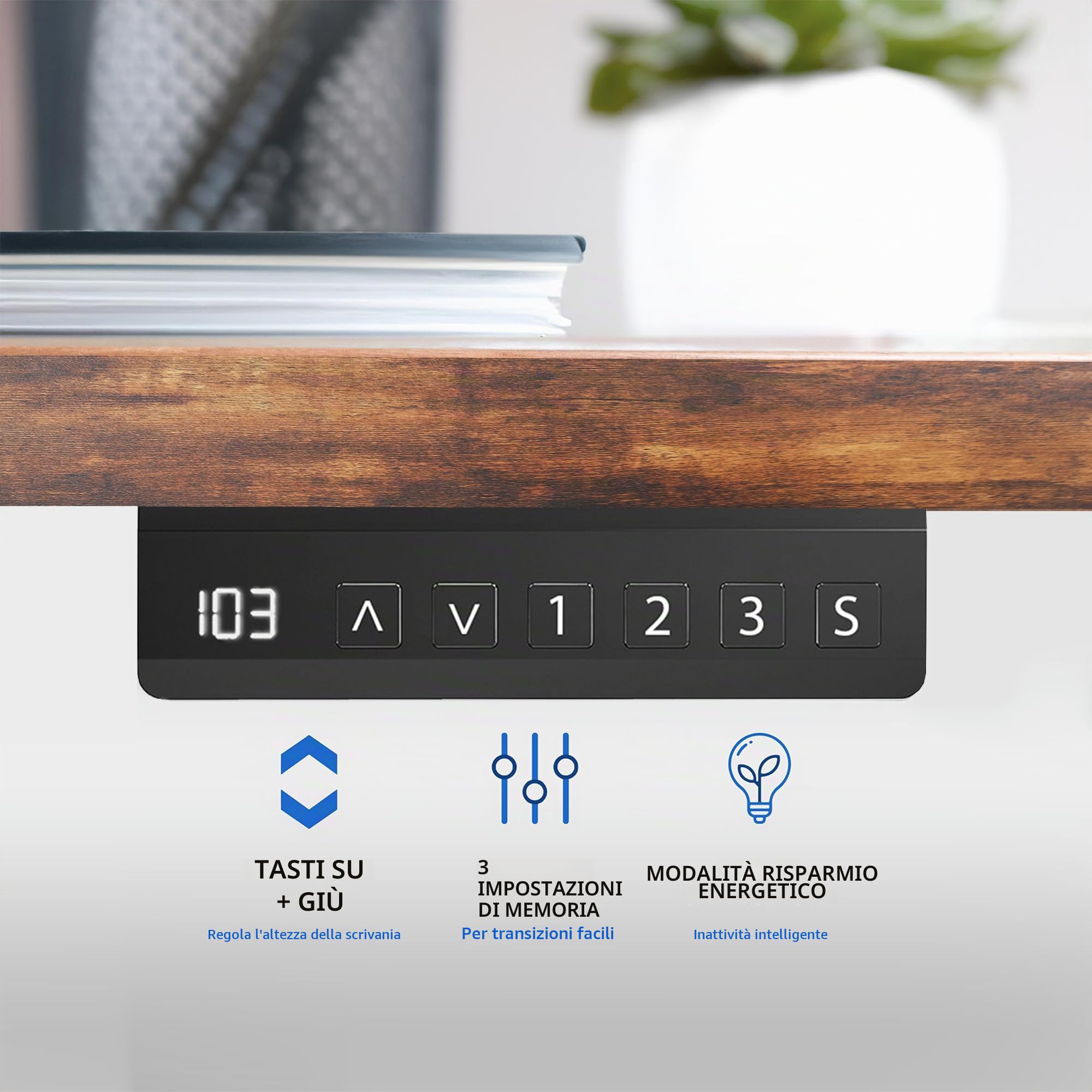 VIVO Struttura Scrivania Elettrica Regolabile in Altezza con Doppio Motore Rinforzato, Portata 100 kg, per Piani fino a 216 x 109 cm, con Controller di Memoria, Nero, DESK-E-200B