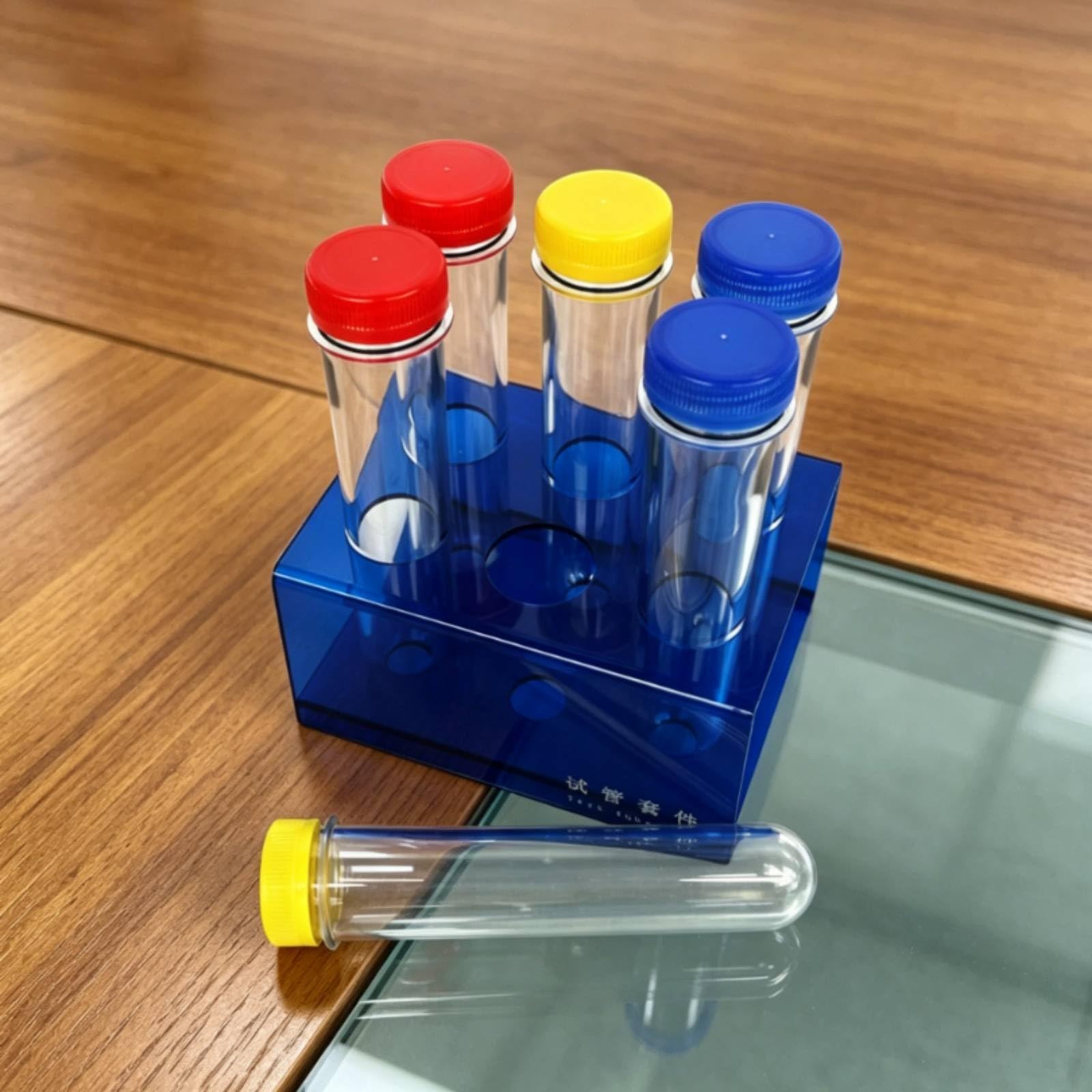 Reagenzglas-Set transparent Reagenzgläser mit Schraubverschluss gerippt Reagenzglashalter mit Röhrchen für Kinder, Chemieunterricht