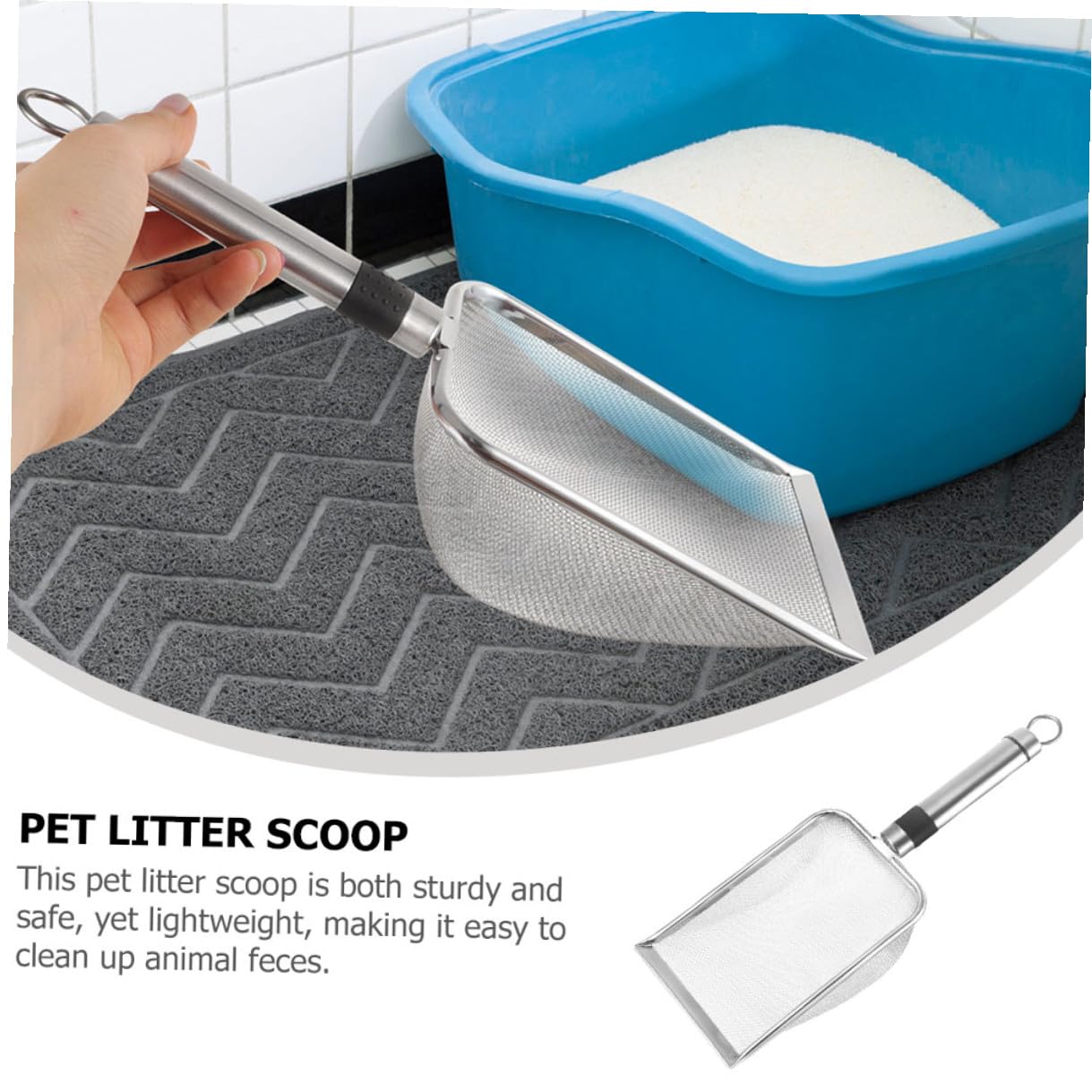 Paletta per Lettiera Rettili in Acciaio Inossidabile con Porta-paletta e Filtro Scoop per Sacco di Sottosuolo
