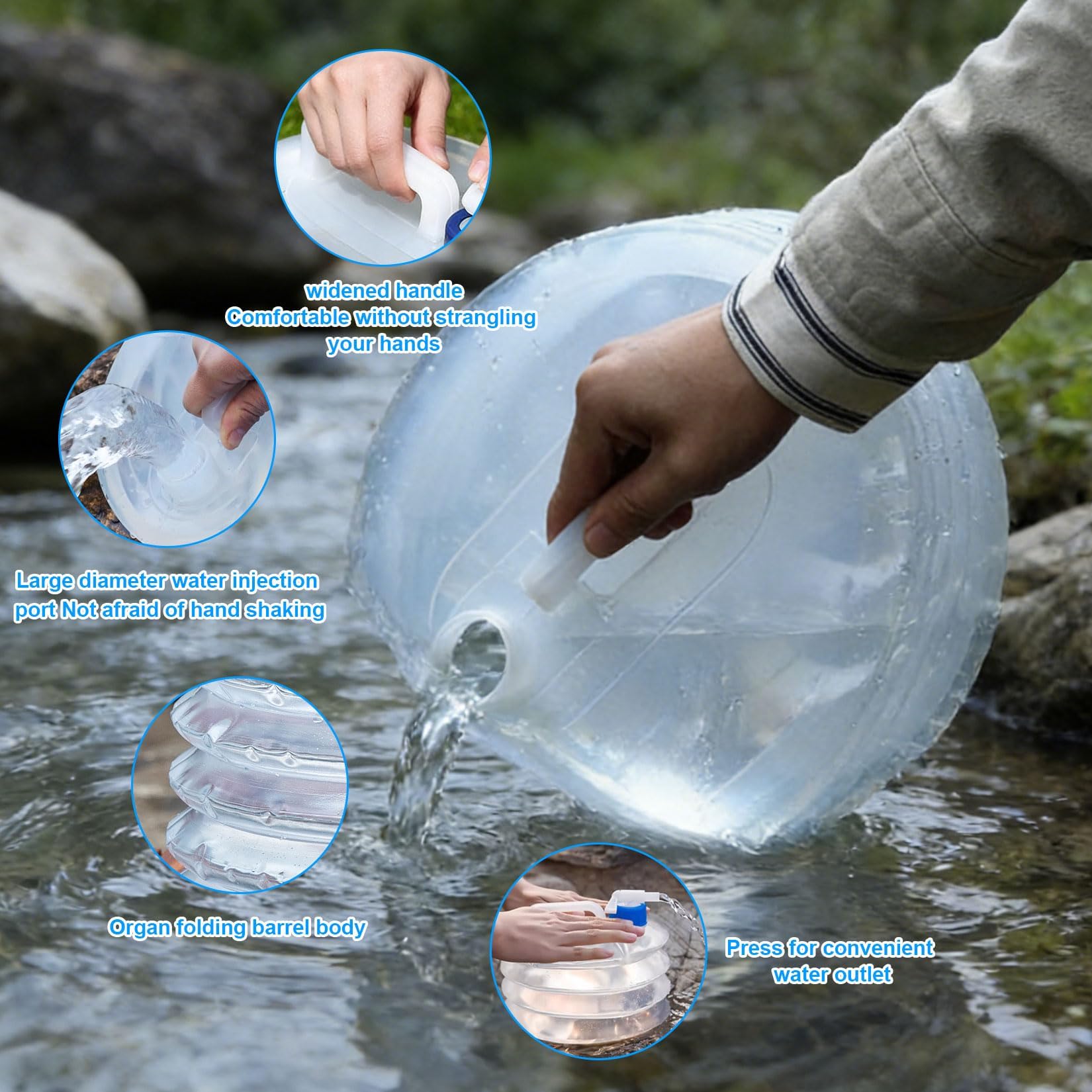 Jerrycanshop - Bidon en plastique de 5 L avec robinet, pour eau et