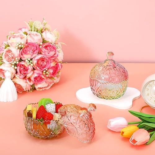 Miniatura 10 de Tanlade 8 unidades de plato de cristal para dulces con tapa, cuenco decorativo para caramelos, tarro de caramelo cubierto de cristal con tapas, caja