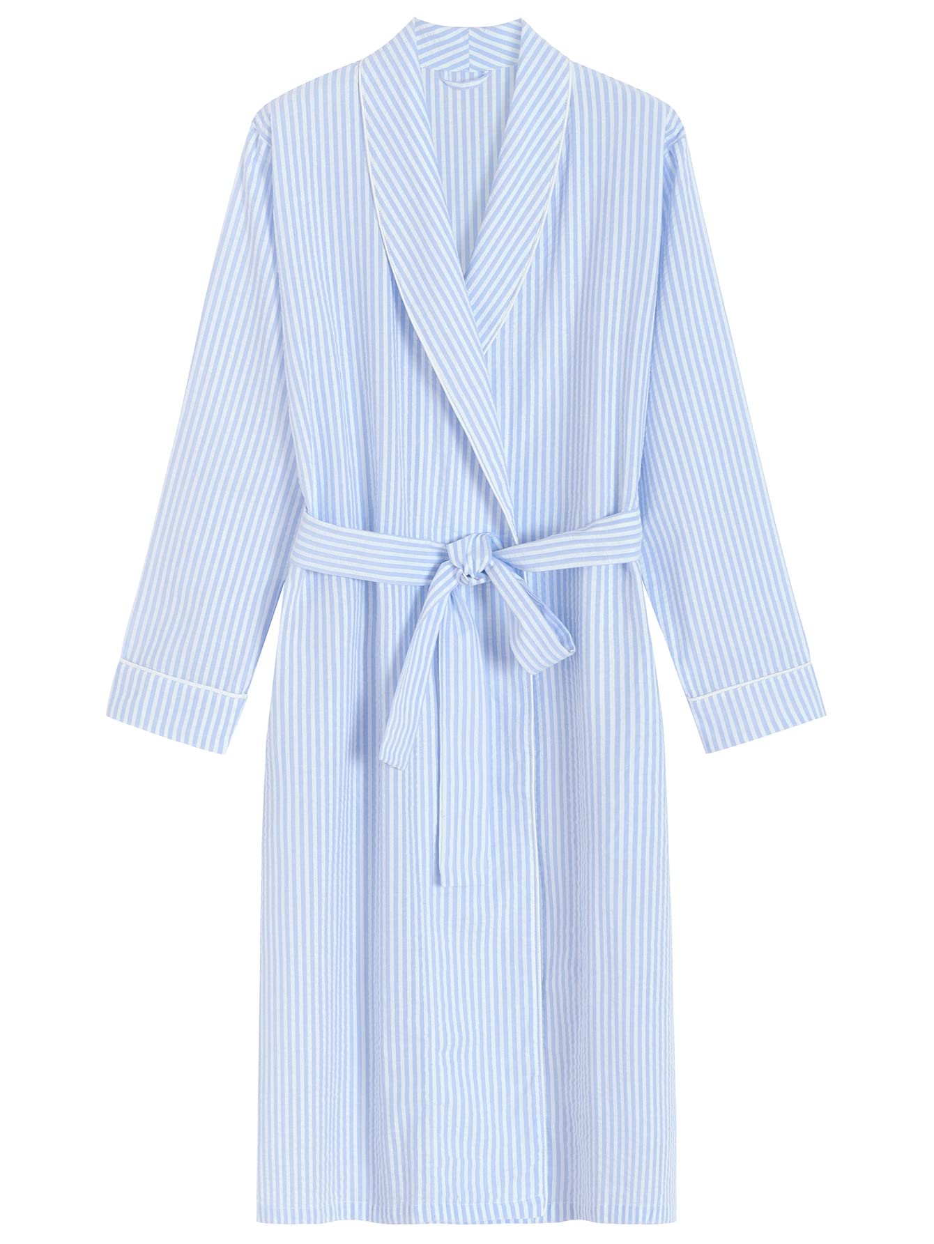 Latuza Women's Seersucker Robe Cotton Bathrobe with Pockets