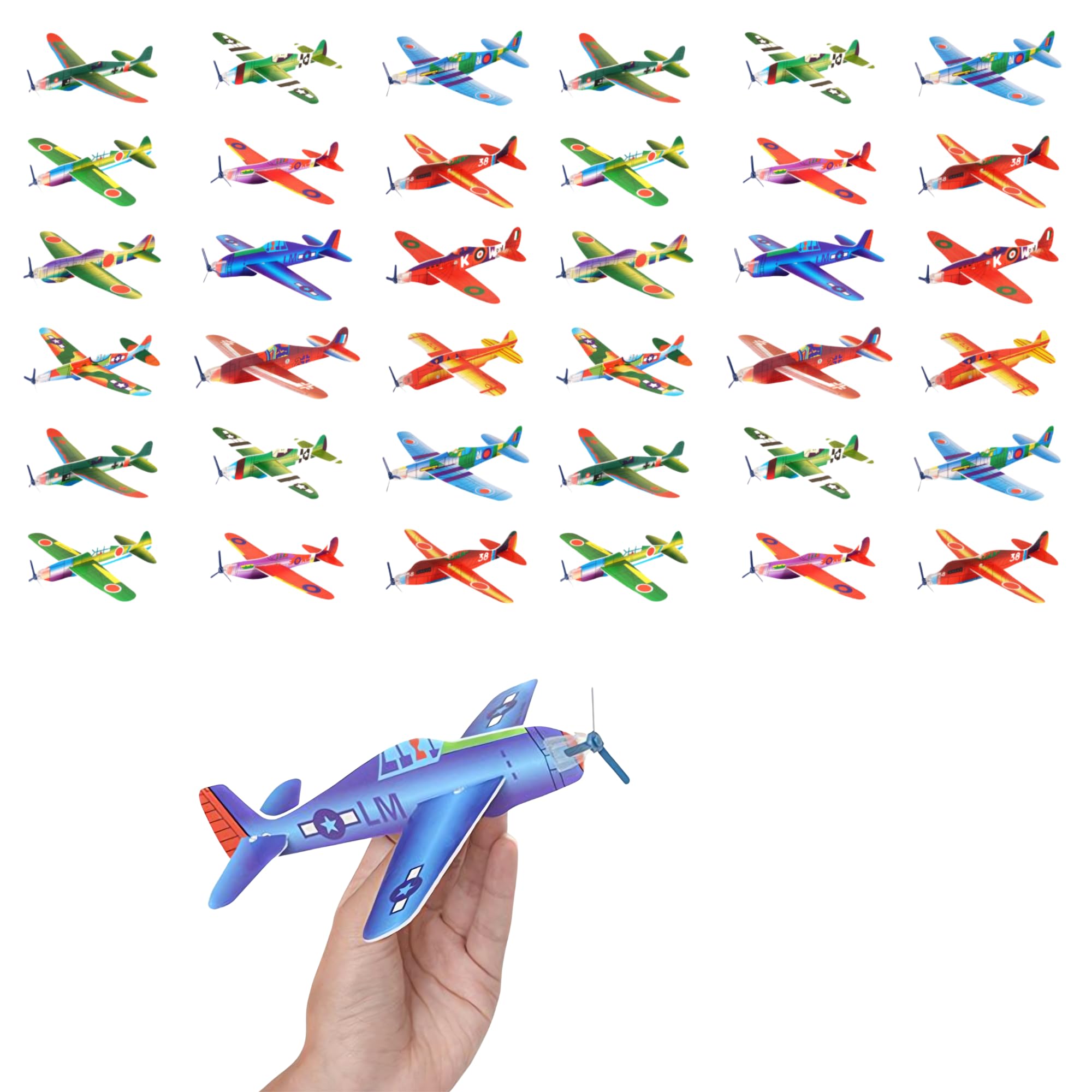 Flying Glider Planes for Kids – Polystyrene Foam Jet Fighter Gliders – Classic Throw & Fly Aeroplanes – Party Bag Fillers, Pinata Toys, Loot Bag Gifts & Stocking Fillers (36 Assorted Planes)