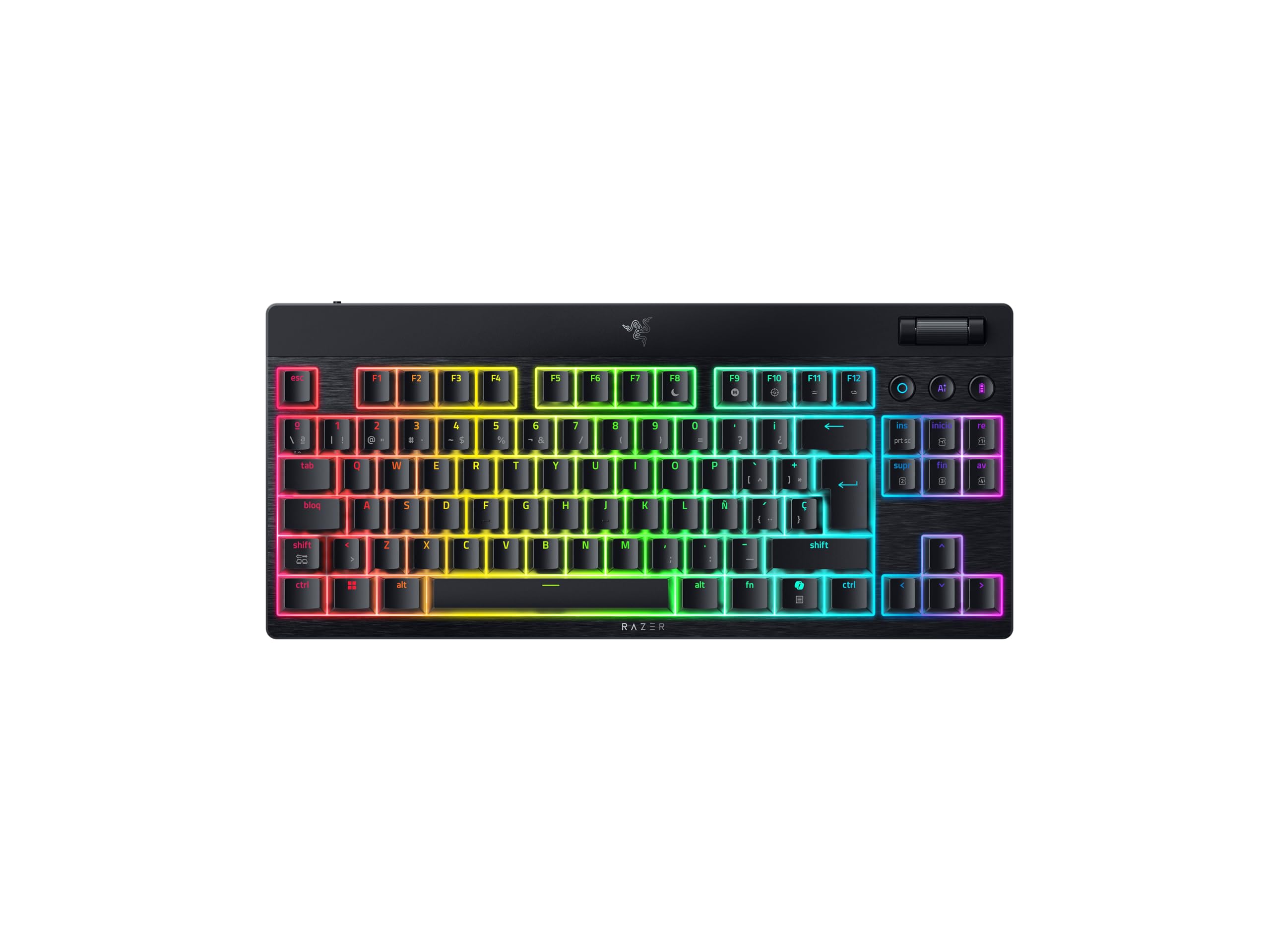 Razer BlackWidow V4 Tenkeyless HyperSpeed Low Profile - Teclado Gaming inalámbrico con tecnología “Hot Swap” - HyperSpeed y BT - Rueda multifunción - Orange Switch - QWERTY Teclado ES | Negro ECOLOGO