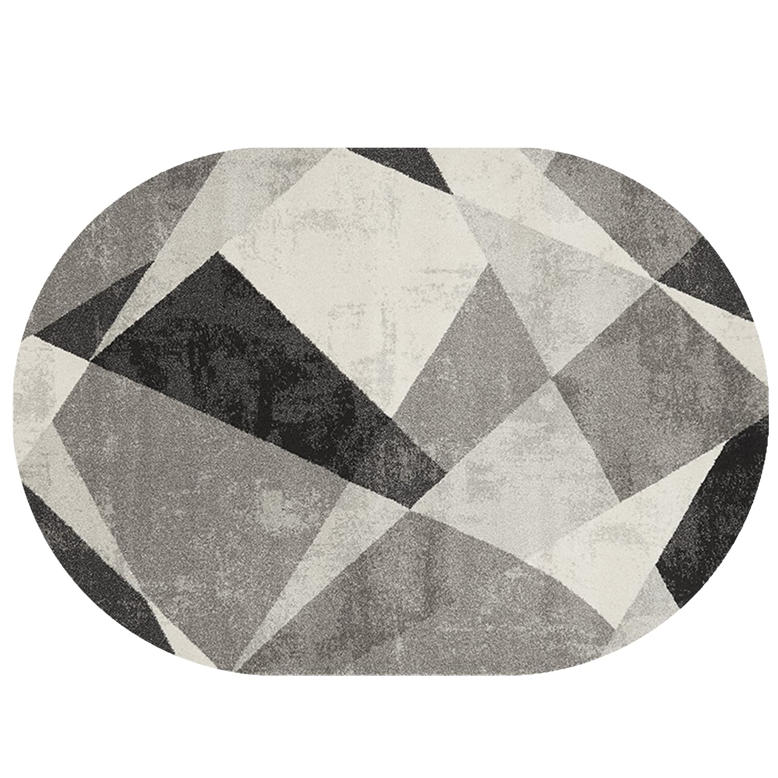 Rururug Tappeto Ovale Corridoio Ingresso decorazione domestica di soggiorno camera da letto Tappetino per Il Letto, Divano, geometrico grigio nero Oval 70 x 120 cm