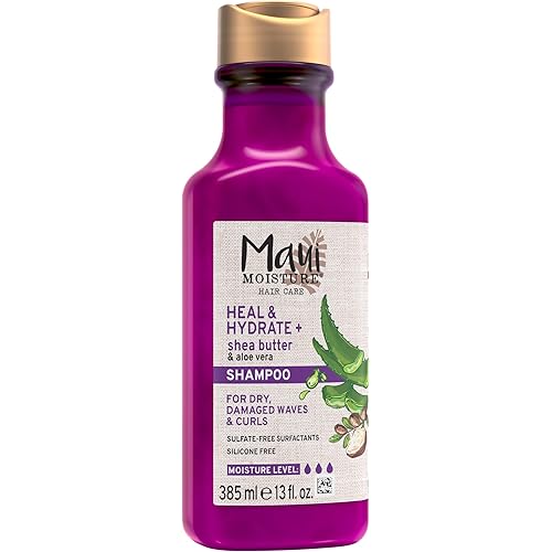 Maui Moisture Heal & Hydrate + Shea Butter Shampoo to Repair & Deeply Moisturize Tight Curly Hair with Coconut & Macademia Oils, Vegan, Silicone, Paraben & Sulfate-Free, 13 fl oz