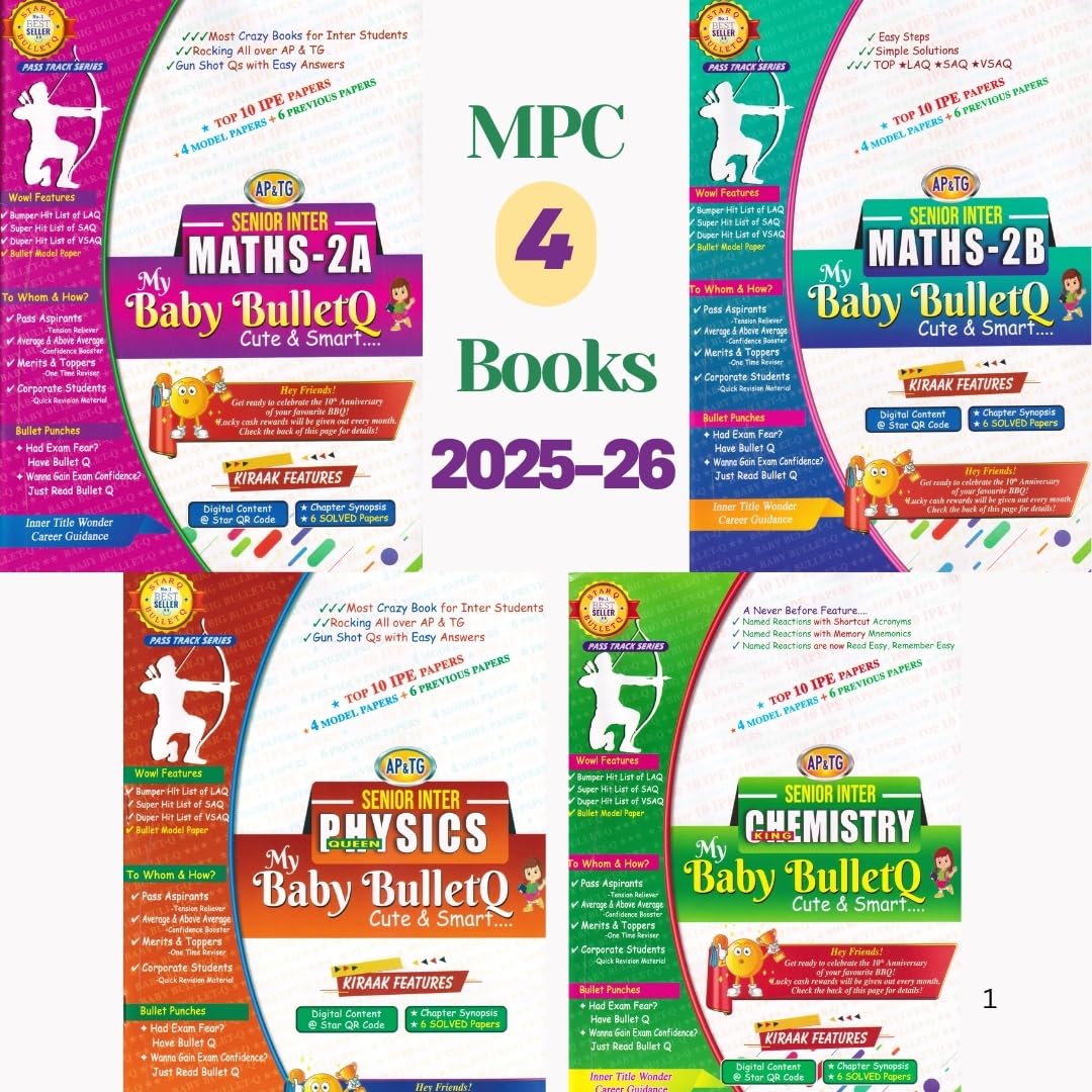 AP & TG My Baby Bullet Q Intermediate 2nd Year MPC (Mathematics 2A & 2B, Physics & Chemistry) 2025-26 Edition | IPE Quick Revision & Exam Prep Guide | Set of 4 Books (English Medium)