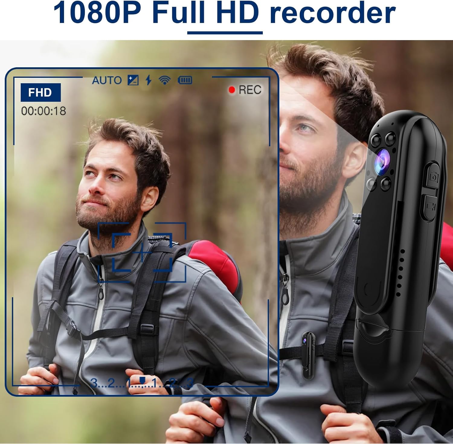 mini body camera, wearable action body cam, thumb size hands recording body worn camera, portable camcorder for work security no sd card