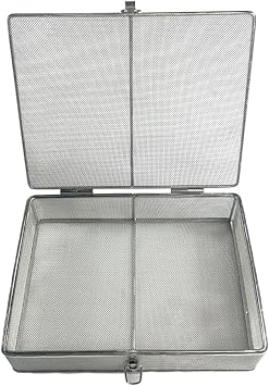 Metal Instrument Sterilization Basket with Lid, Medical 304 Stainless Steel Instrument Sterilization Baskets,Sterilization Tray,for Lab Instrument Supplies,10 * 10 * 10cm