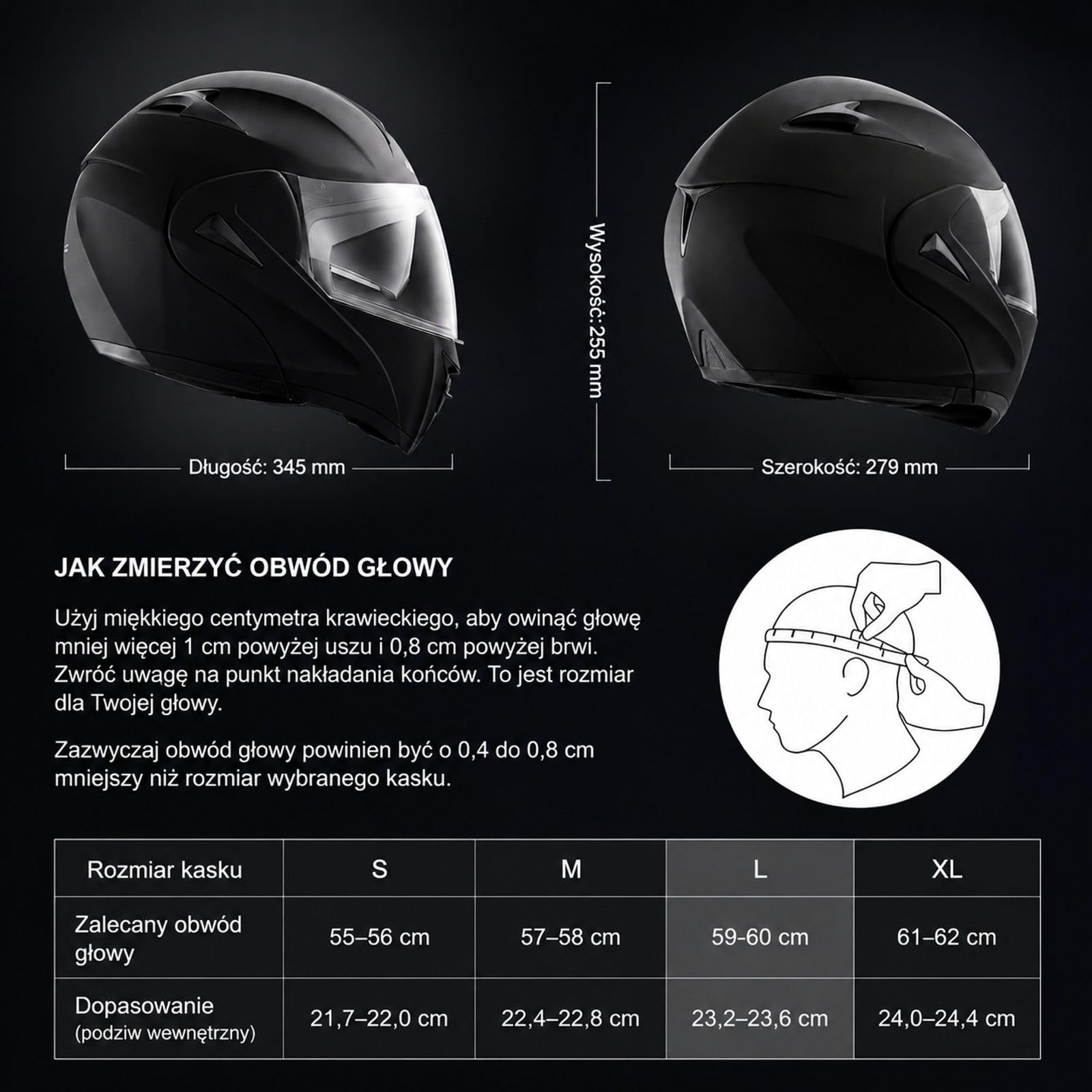 Czarny kask motocyklowy bez maski, skorupa ABS, wymienna szybka do motocrossu i jazdy