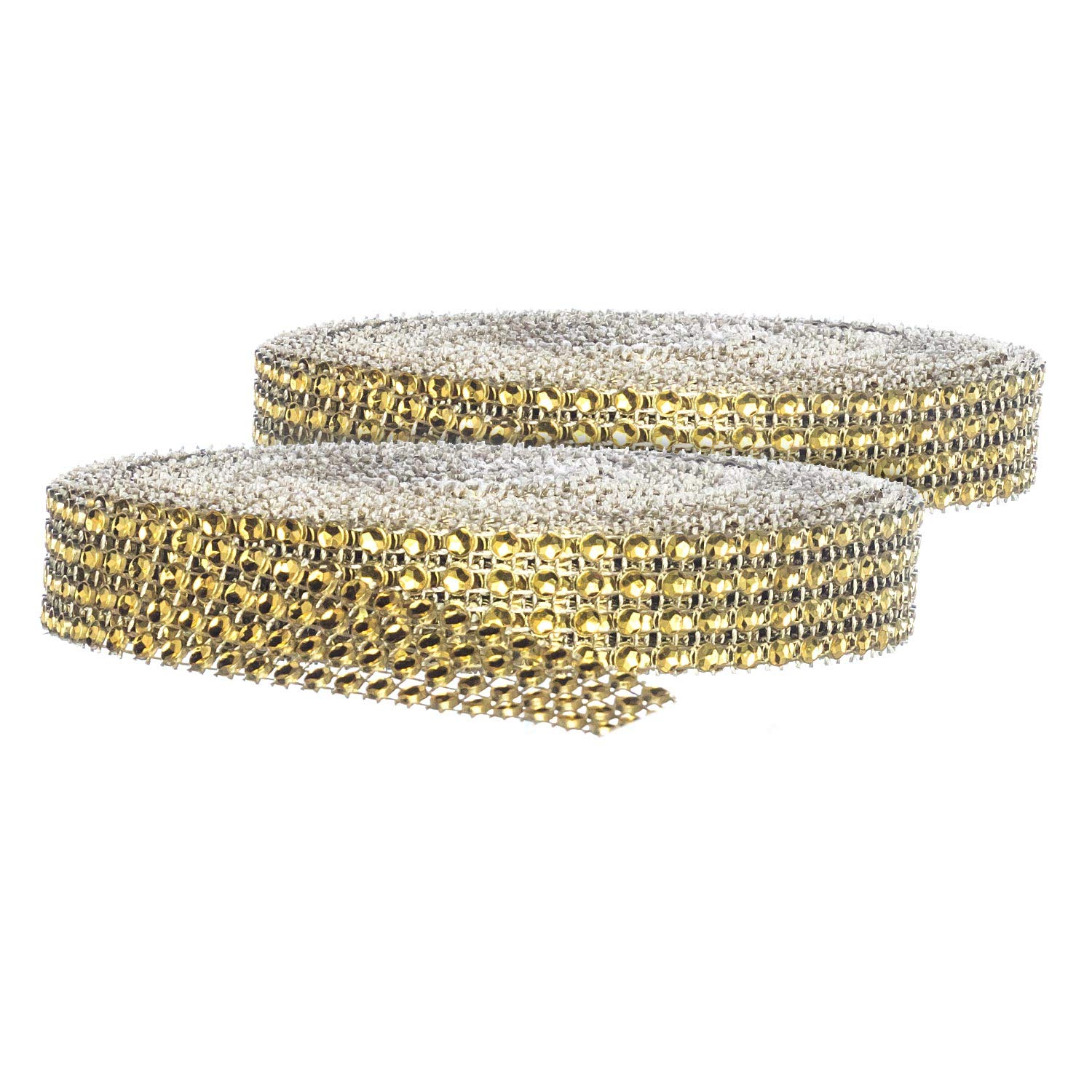 Royal ImportsRhinestone Diamond Bling Wrap Ribbon for Wedding Cake, Party, Holiday & Home Decoration, 10 Yards 2 Rolls (4-Rows) gold BLING-4ROW-GD_2